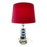 Lampe tafel vintage Star-Leuchten Köln (Allemagne de l'Ouest) chrome & fluweelrode kap