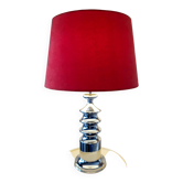 Vintage table lamp Star-Lights Cologne (West Germany) chrome & velvet red shade
