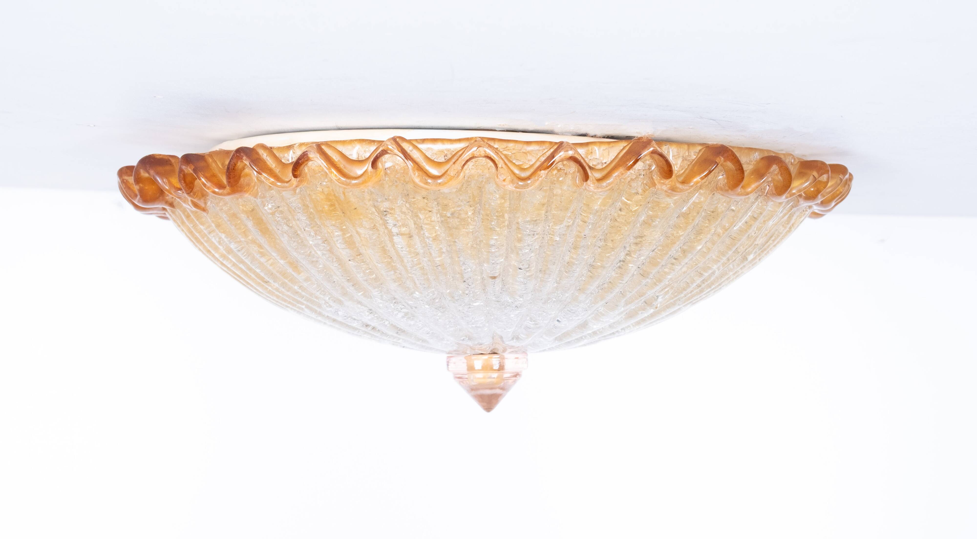 Mid Century Barovier & Toso Attributed Flush Mount Italy