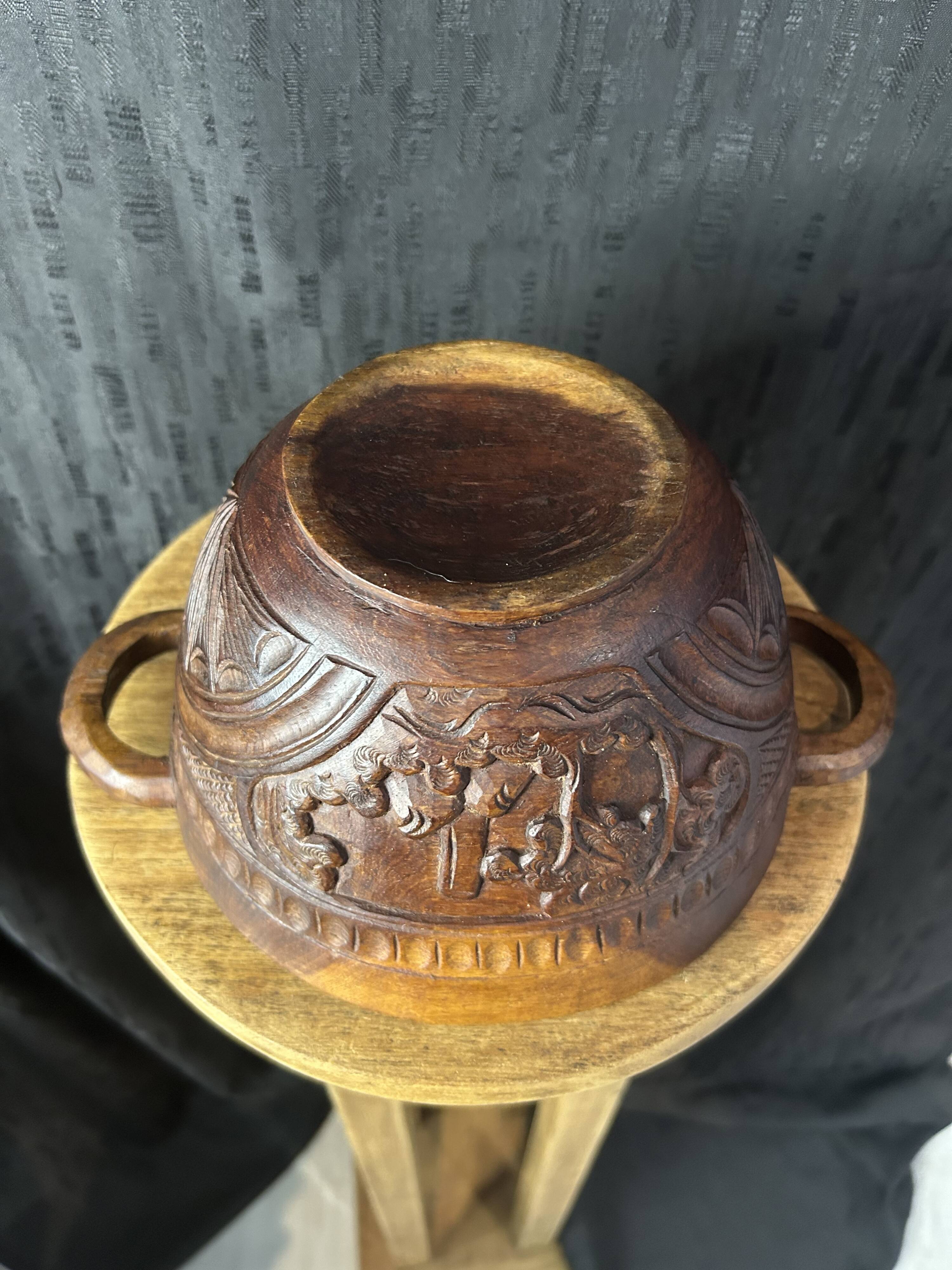African Art - Madagascar - Vintage - Covered Pot - Carved Rosewood - 1950
