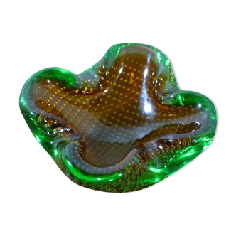 Cendrier Murano vert et Jaune