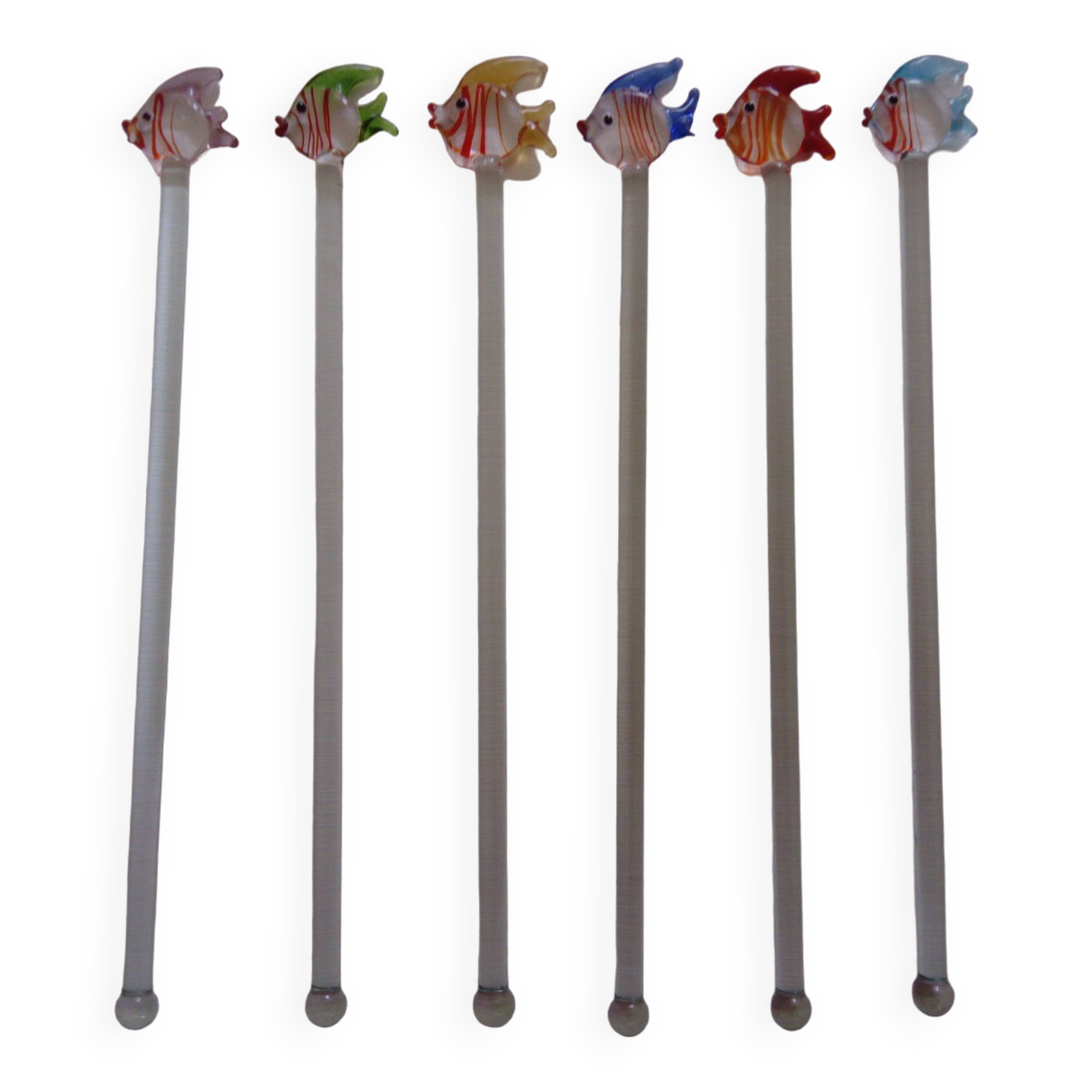 fish shaped glass cocktail stirrers