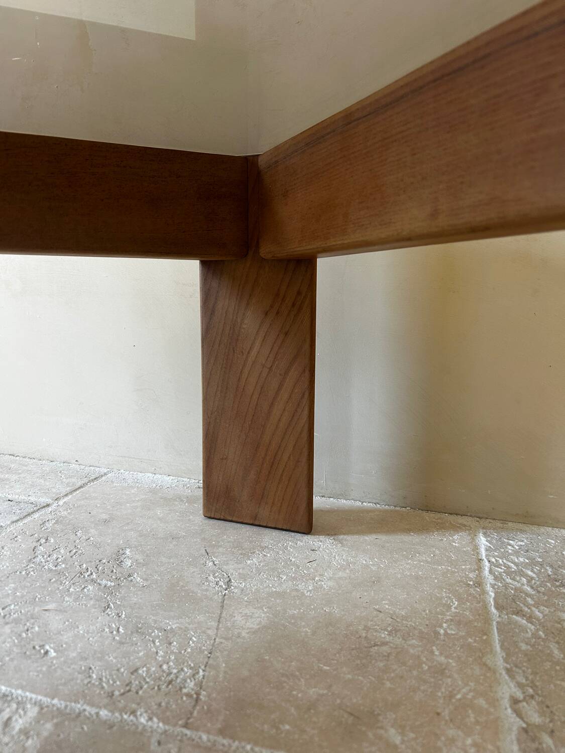 Wood and smoked glass coffee table