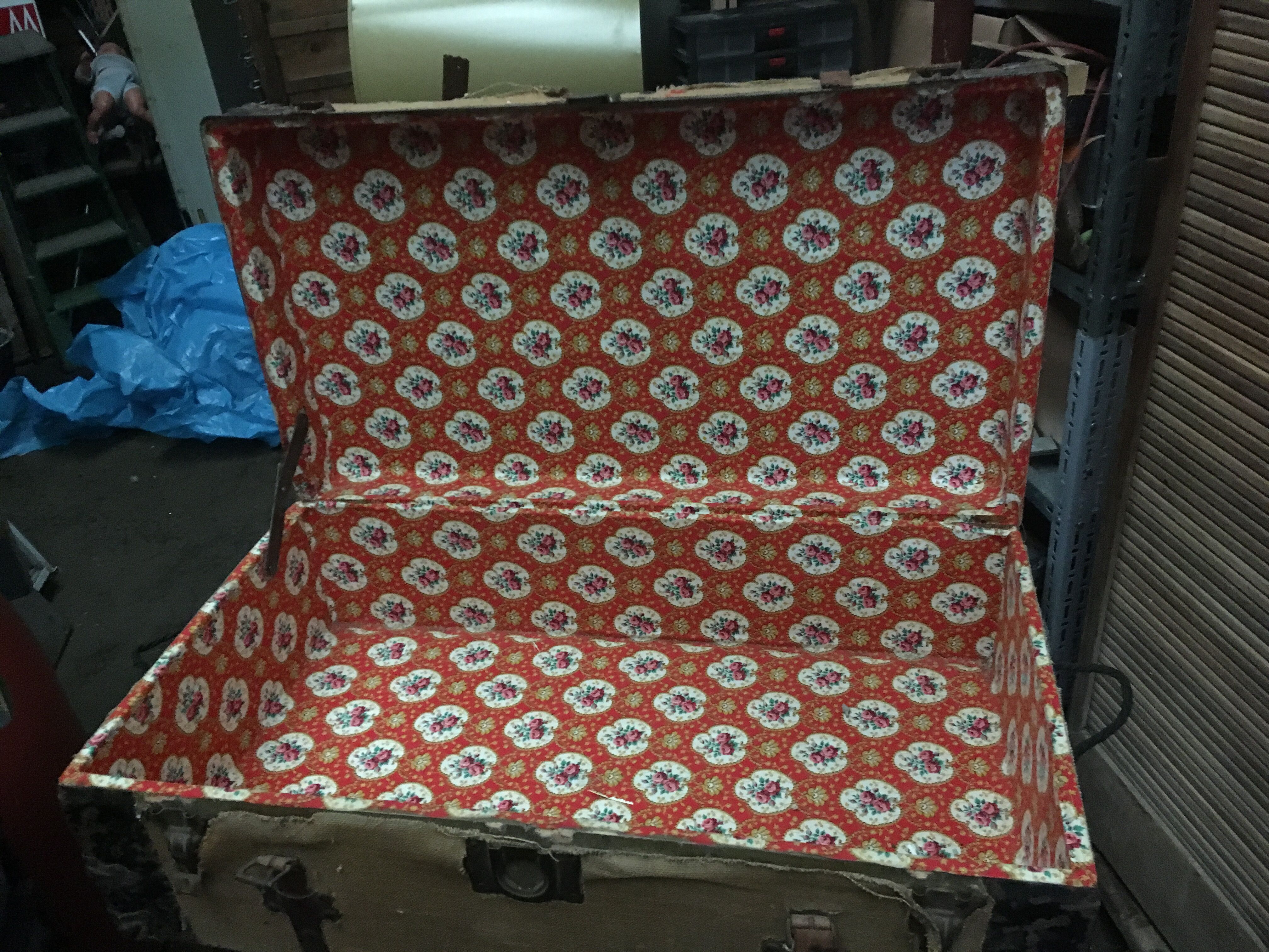 Old travel vintage trunk wood and hardware