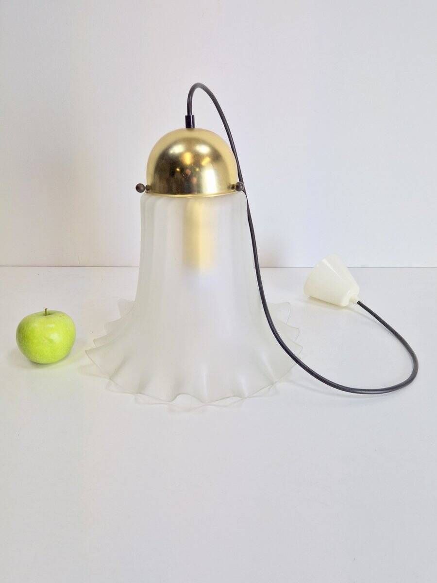 Vintage Glass & Brass Handkerchief Pendant Lamp from Peill & Putzler, 1960s