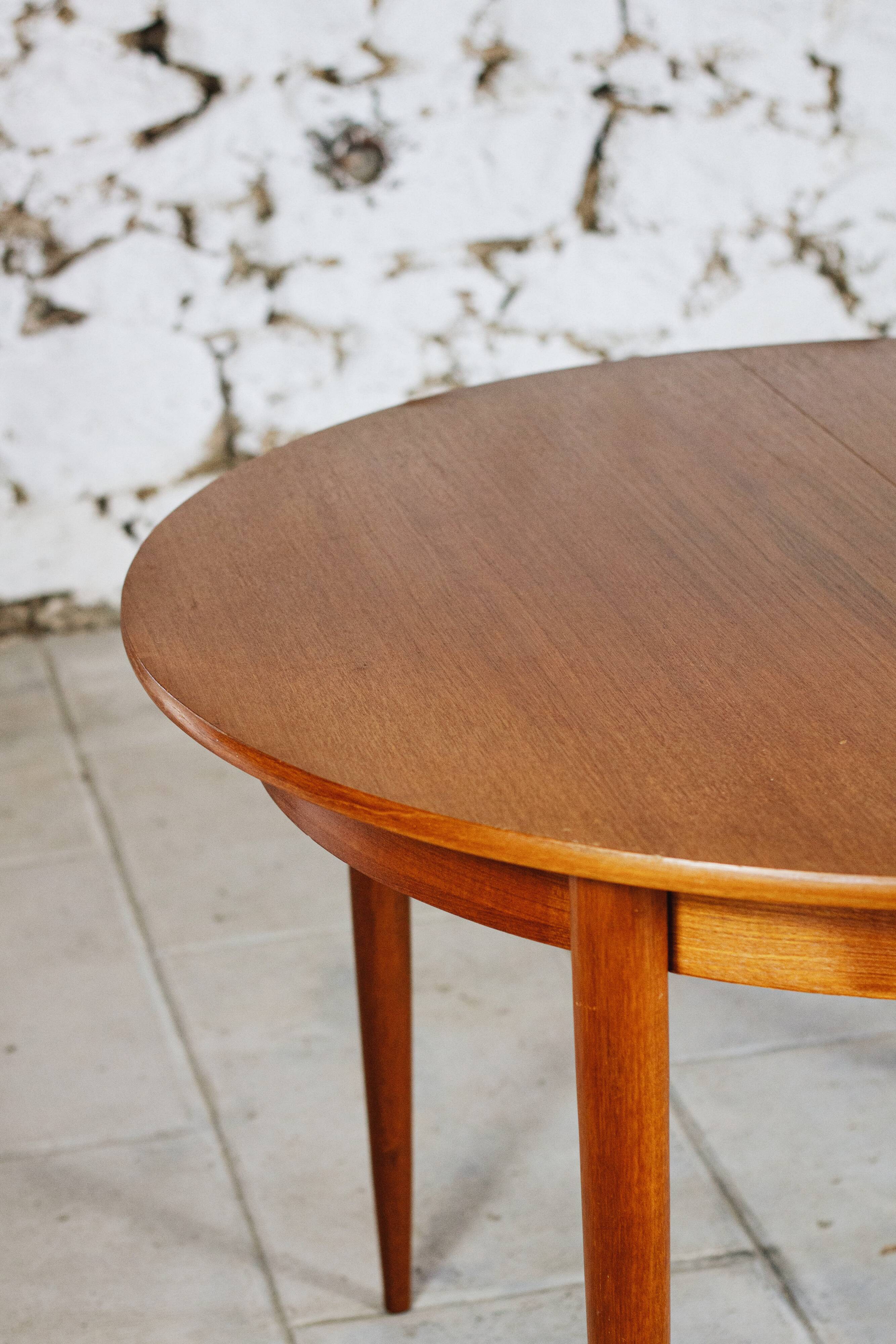 Scandinavian vintage teak extendable round table