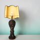 Large Carved Wood Half Shade Table Lamp