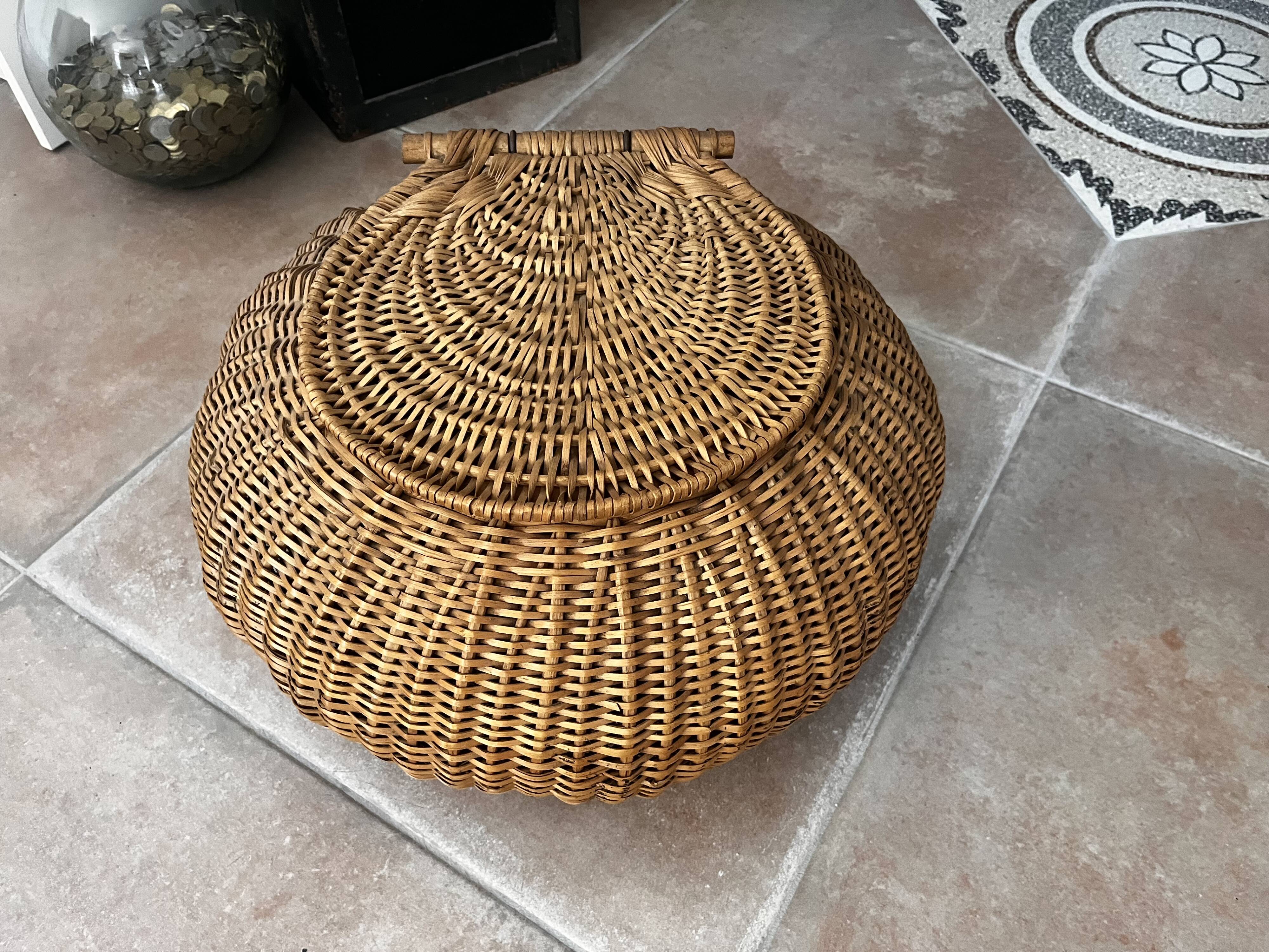 Wood and wicker basket