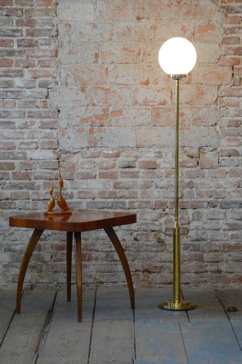 Mid-Century Modern Floor Lamp in Brass and Opaline Glass, 1960s