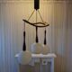 Teak and opaline chandelier