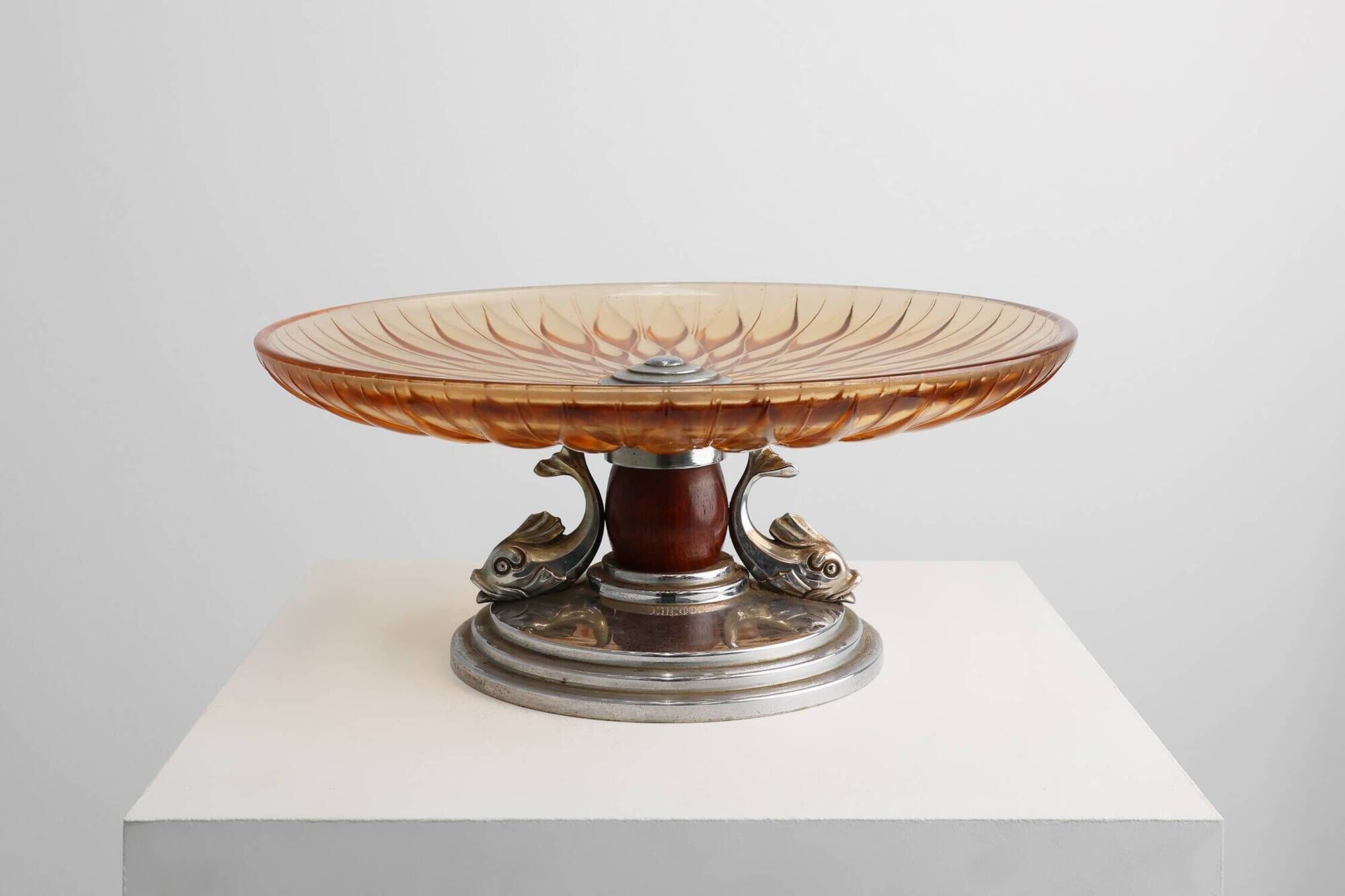 Art Deco Glass and Metal Fruit Bowl, France, circa 1940