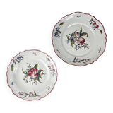 Set de 2 plats en céramique peint à la main motif fleurs