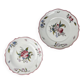 Set of 2 hand-painted ceramic dishes with flower pattern