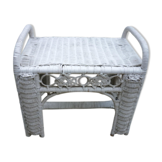 Vintage white rattan bedside 60-70