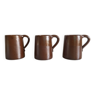3 mugs grès du marais vintage