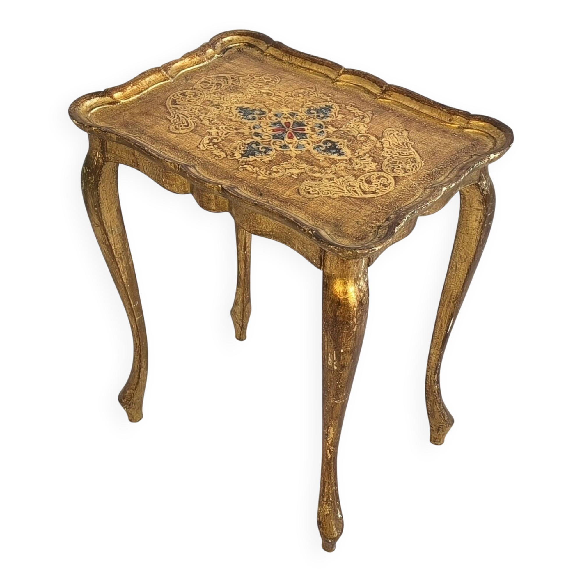 Elegant Florentine side table – Painted decor & superb antique patina