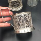 4 russian tea cups silver metal watermarked ussr