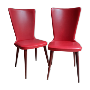 Lot de 2 chaises vintage - skai rouge