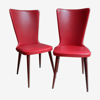 Set of 2 vintage chairs in red skai