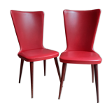 Set of 2 vintage chairs in red skai