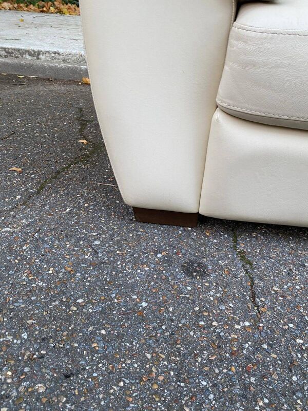 Canapé 2 places scandinave en cuir véritable beige