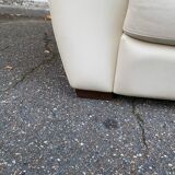 Canapé 2 places scandinave en cuir véritable beige