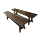 Paire de bancs anciens en bois massif