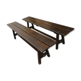 Pair of old solid wood benches