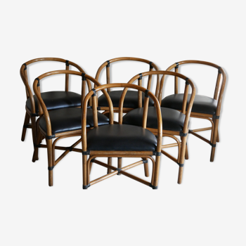 Leather-like seated rattan chair/chair