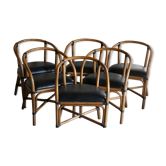 Chaises rotin assise simili cuir