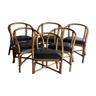 Leather-like seated rattan chair/chair