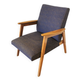Fauteuil bleu roi vintage : fauteuil de salon moderne du milieu du siècle