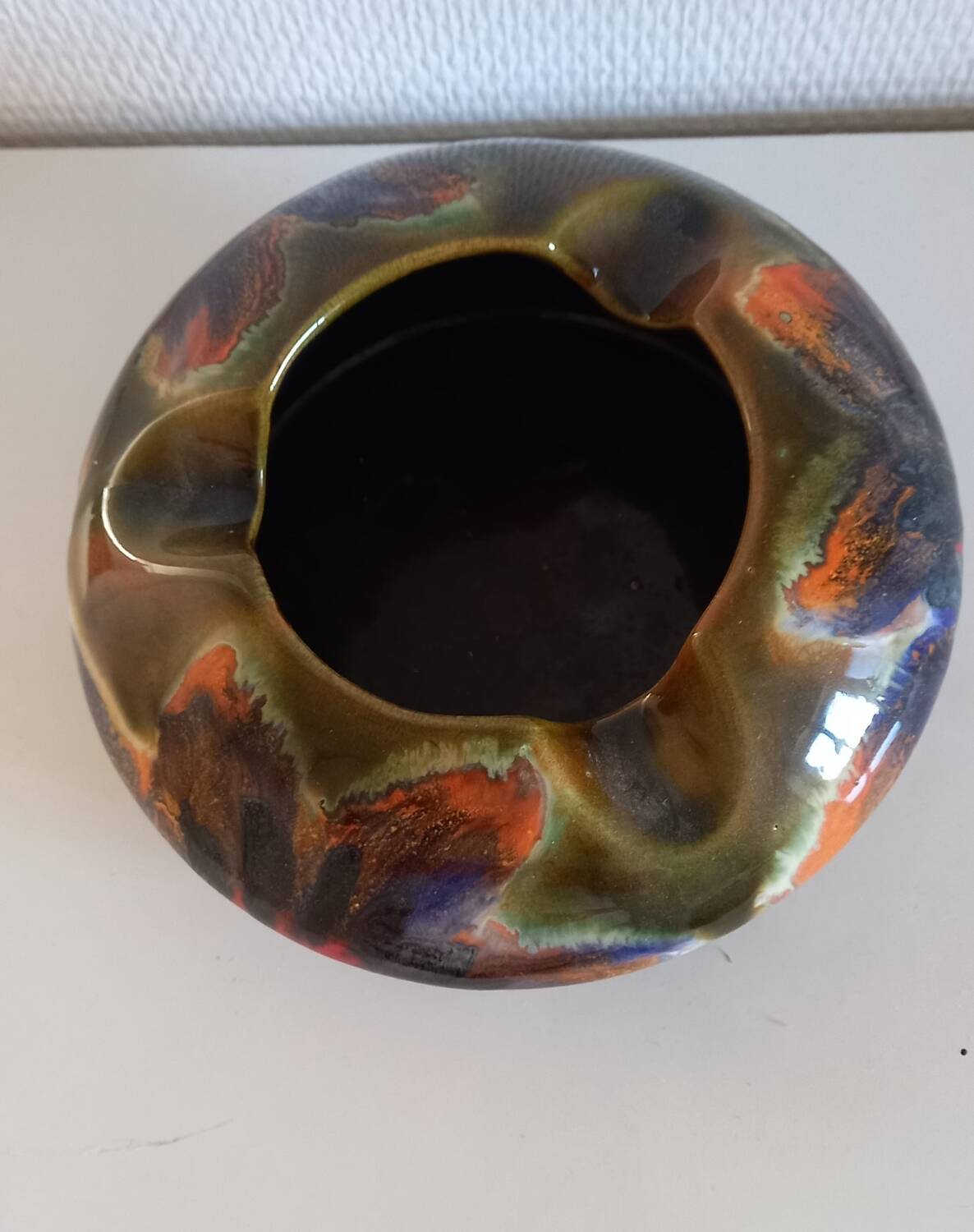 Ricard enameled ceramic ashtray signed