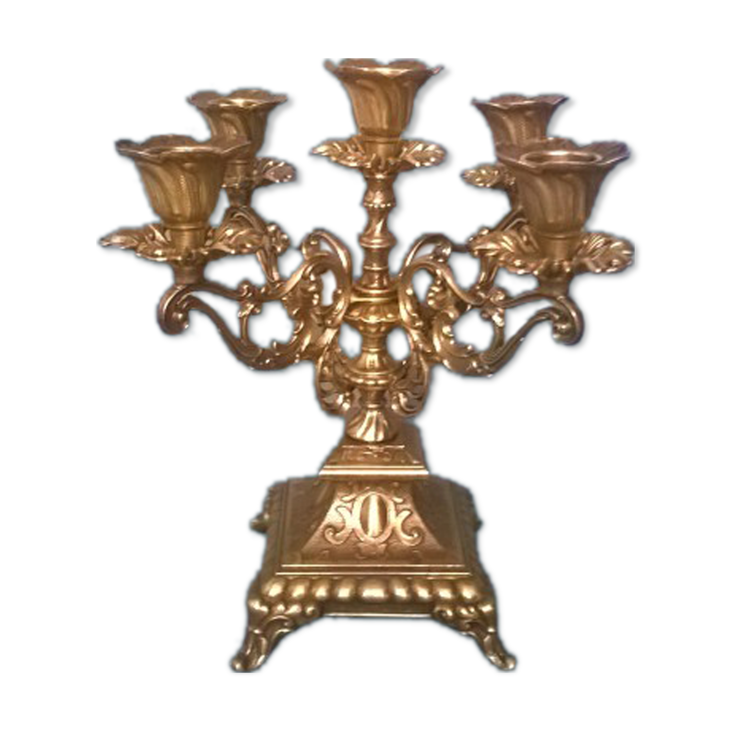 Chandelier five lights quadripod in golden regulator ~ late nineteenth