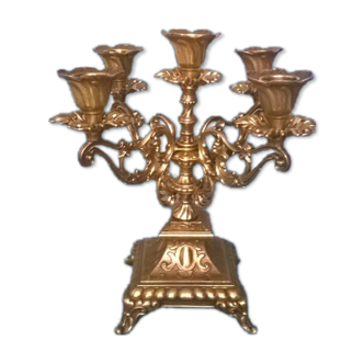Chandelier five lights quadripod in golden regulator ~ late nineteenth