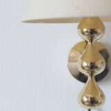 24 carat gold plated teardrop wall lamps by Hugo Asmussen, Denmark, 1970s, set of 2