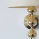 24 carat gold plated teardrop wall lamps by Hugo Asmussen, Denmark, 1970s, set of 2