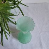Green and white glass paste single flower vase