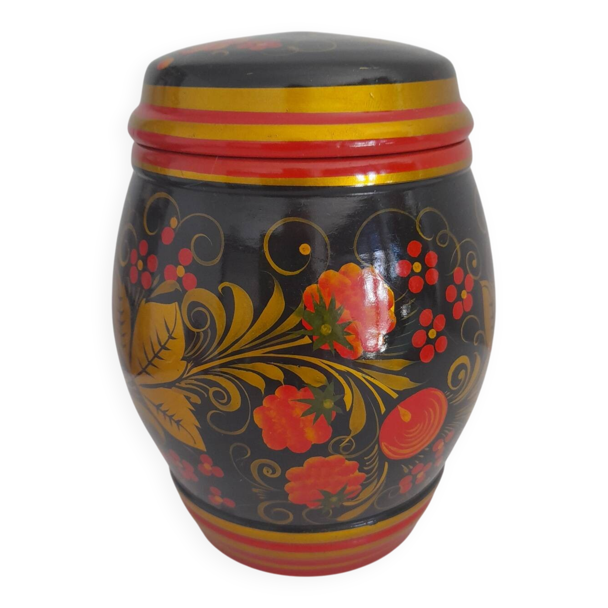 Russian khokhloma candy dish with lid