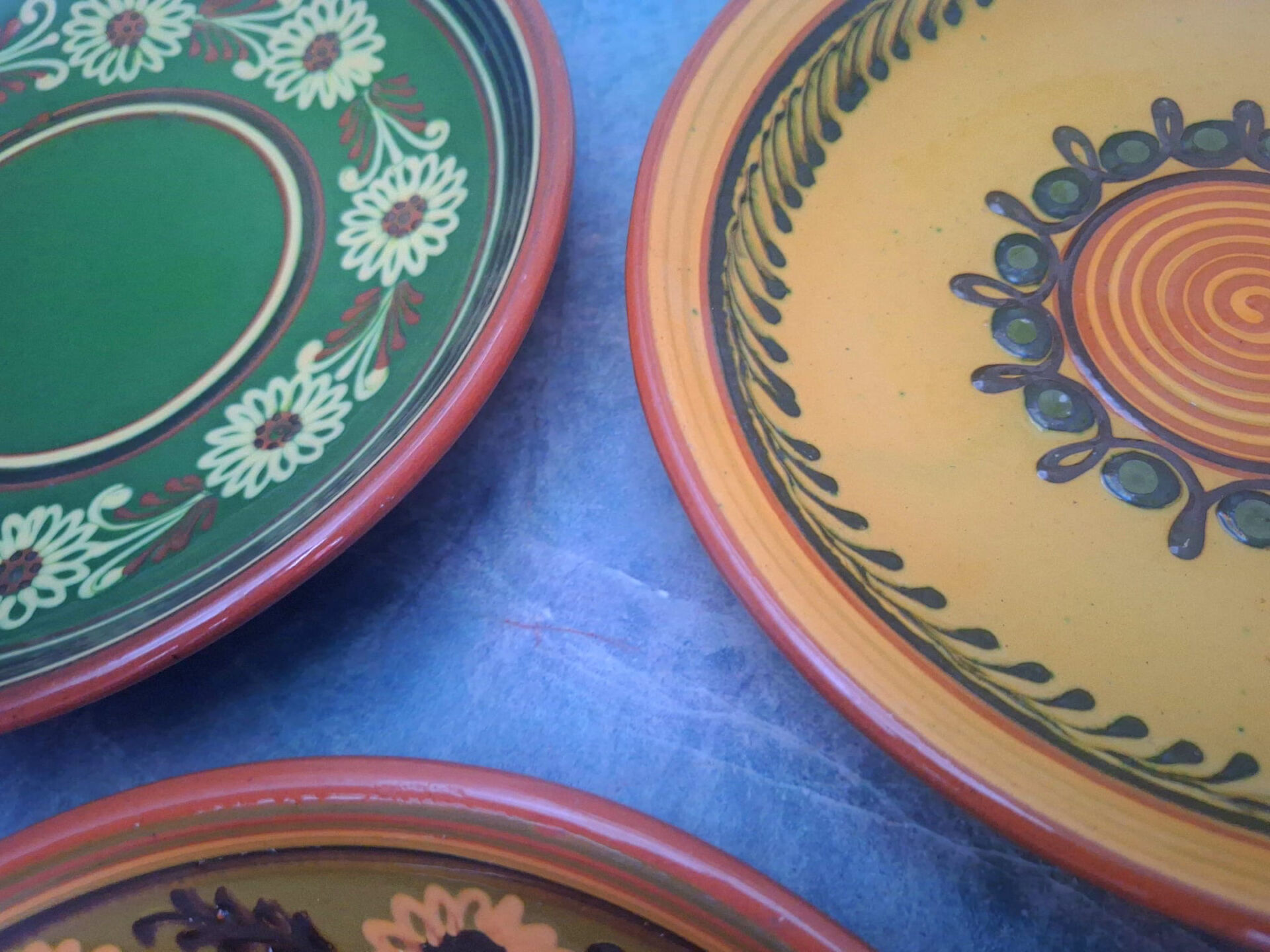 Set of 3 vintage Polish plates from Cepelia, antique tableware.