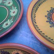 Set of 3 vintage Polish plates from Cepelia, antique tableware.