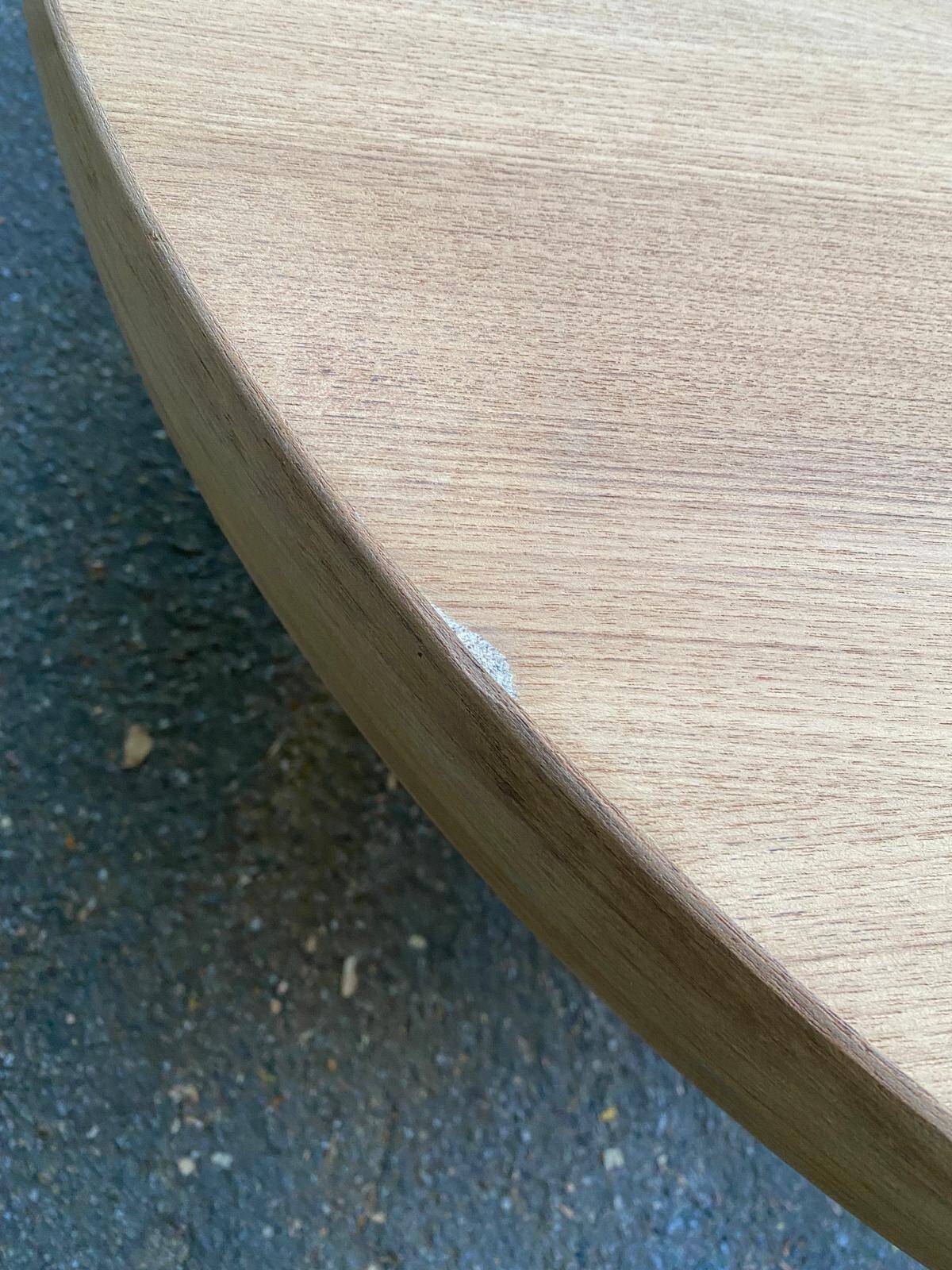 Authentic Scandinavian round table BAUMANN stripped in raw teak 1960