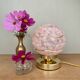 Vintage art deco globe table lamp in pink and gold Clichy glass
