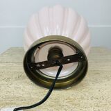 Pink art deco opaline globe wall light, gilded brass base, ceiling light
