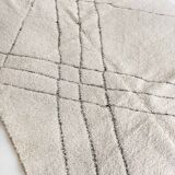 Moroccan Berber carpet blessed ouarain ecru with black patterns engraved 304x205cm