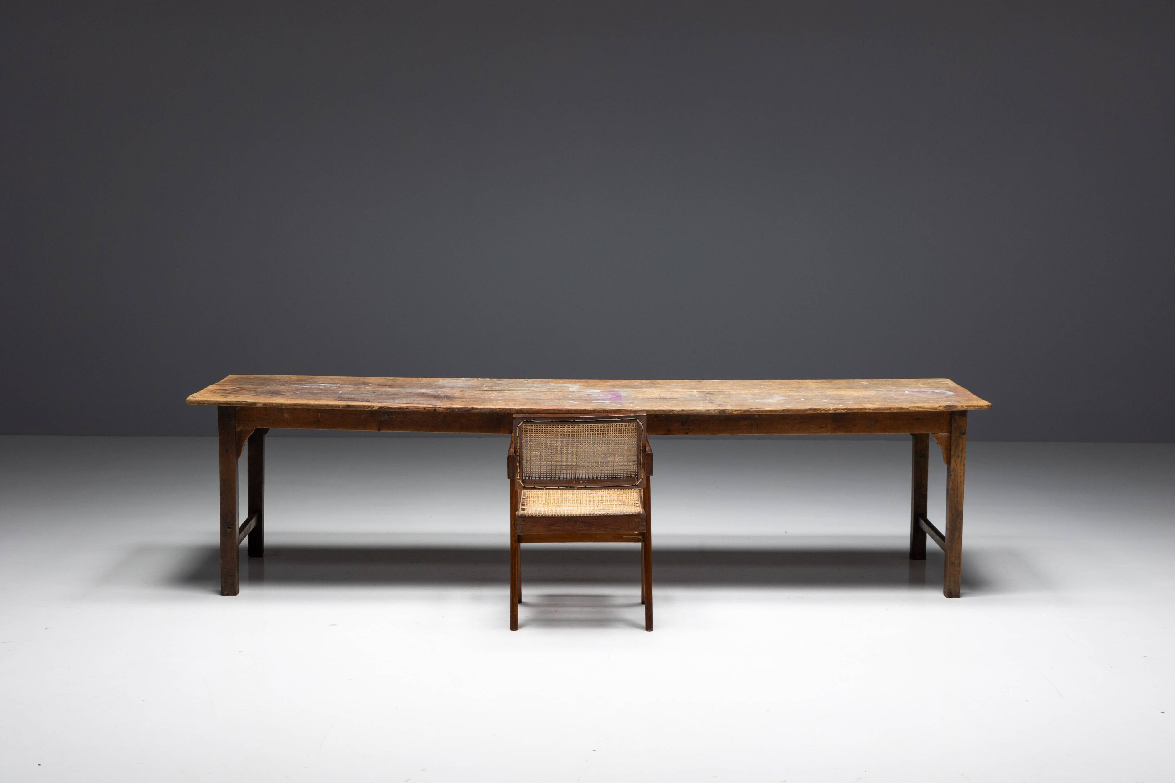 Rustic Primitive Farmhouse Dining Table, France, 19th Century