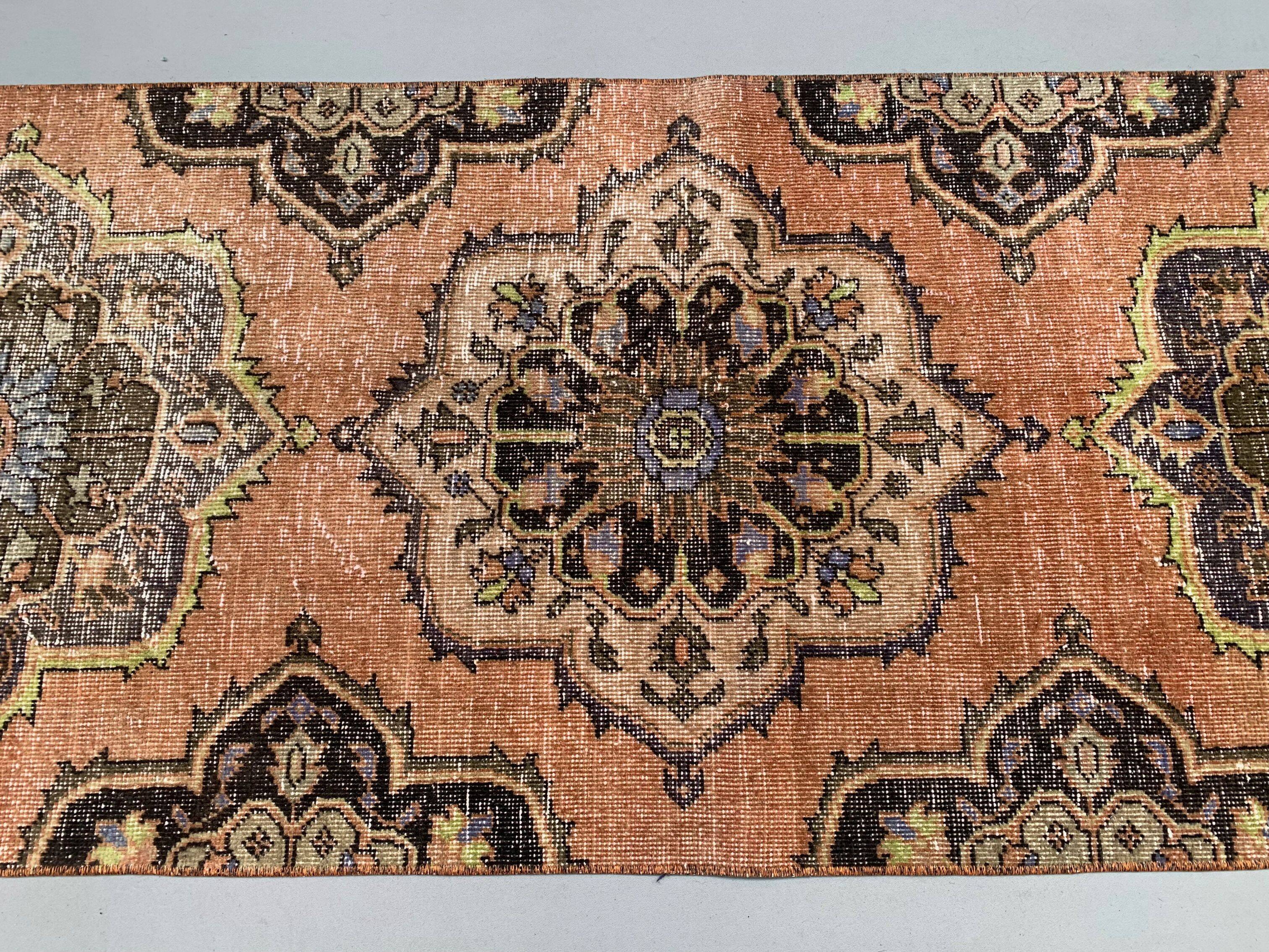 Distressed Turkish Runner 393x81 cm wool Vintage Tribal Rug