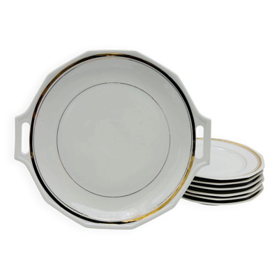 6 assiettes à dessert et plat de service, Philippon & Bruchet
