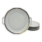 6 assiettes à dessert et plat de service, Philippon & Bruchet