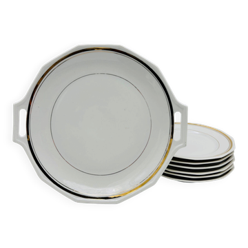 6 dessert plates and the serving dish, Philippon & Bruchet.